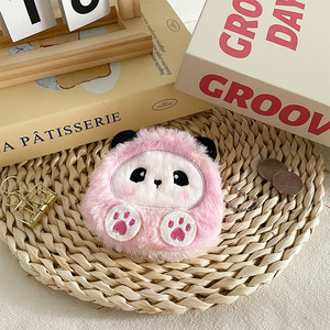 Factory-Direct <b>Cute</b> Bear Panda 3D DIY Plush Polyester Short Waterproof Coin <b>Purse</b> Multi-Function Storage Bag Keychain Pendant - Product Image 5