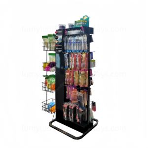 Support de présentation professionnel en métal pour pinceaux de maquillage, double face avec crochets et étagères latérales en fil métallique, présentoir cosmétique pour salon - Product Image 2