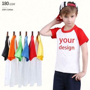 Factory Wholesale 100% Cotton Kids Tshirt Raglan Sleeves Boys T-<b>Shirts</b> Custom Logo - Product Image 1