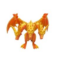 FUSEJOY 3D-Gedrucktes PLA Dreiköpfiges Ghidorah-Spielzeug mit Beweglichen Gelenken & Beweglichen Flügeln - Kleine Größe