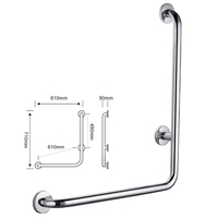 Barre d'appui murale en acier inoxydable en forme de L pour salle de bain, main courante de sécurité pour douche, toilettes, aide aux personnes âgées
