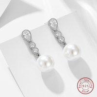 KE5376 Elegantes Pendientes de Perlas Colgantes para Regalo, Joyería Artesanal de Madreperla para Damas