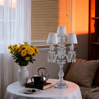 Lampe de table en cristal européen avec abat-jour en tissu pour salon, chambre à coucher, décoration de la maison