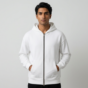 Sweats à capuche pour hommes avec épaules tombantes personnalisés 100% coton double fermeture éclair Sweat à capuche de haute qualité pull oversize polaire hommes sweats à capuche - Product Image 1