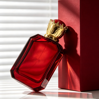 Nouveauté - Flacon de parfum carré plat en verre bleu 30ml 50ml 100ml avec vaporisateur et emballage cadeau