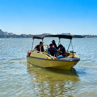 KINOCEAN Bateau de pont en aluminium de 20 pieds Yacht de luxe à moteur hors-bord multifonctionnel pour la famille, la pêche et la fête