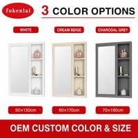 Fullkenlight Armoire de toilette murale moderne à porte simple avec miroir, éclairage LED et fonction anti-buée pour salle de bain