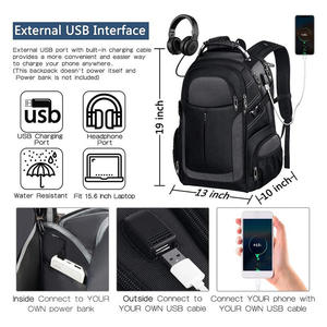 Mochila de Viaje Personalizada Extra Grande, Impermeable, Antirrobo, de Poliéster Oxford, Duradera, para Portátil, con USB, Unisex - Product Image 3