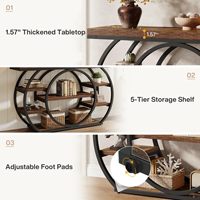 Table console industrielle Tribesigns de 120 cm, 5 niveaux, structure en métal, étroite, pour entrée, couloir, derrière le canapé, salon, brun rustique