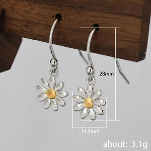 Orecchini Bicolore a Forma di Margherita e Girasole per Donne, Gioielli Estivi Dolci e Freschi alla Moda - Product Image 5