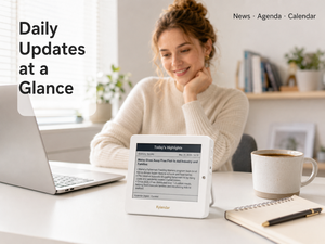 Kylendar Mini Calendrier de bureau intelligent 4,2 pouces avec écran E-Paper, synchronisation Wi-Fi, nouvelles quotidiennes, météo, heure, agenda, faible consommation d'énergie, rechargeable par USB-C - Product Image 2