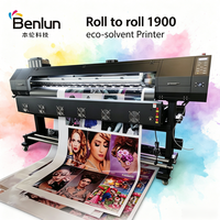 Impresora de inyección de tinta ecosolvente automática Benlun 1900 rollo a rollo rentable para impresión flexible multifunción con cabezal único