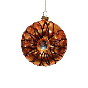 Versandfertige Hochwertige Glas-Donut Mehrfarbig 4-Farbig Bedruckte Weihnachts-Hängeornamente Feiertagsdekoration Geschenk - Product Image 3