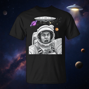 Camiseta Astronaut Shocked By Ufo Space Adventure negra para hombre talla grande - Product Image 3