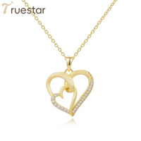 Collier Cœur pour Femme, Collier Délicat à Deux Cœurs en Moissanite, Argent S925, Bijou Cœur d'Amour, Cadeau pour Mère, Épouse