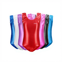 Nouveauté 2026 – Justaucorps de gymnastique rythmique bleu sans manches en tissu Spandex brillant pour filles – Offre spéciale