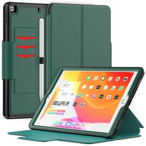 2021smart shockproof PU leather auto sleep tablet case for iPad 10.2 9th 8th 7th card slot wallet business folio pencil cover