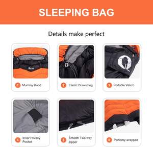 Sac de couchage double léger en <span class=keywords><strong>duvet</strong></span> de canard pour adulte, double usage, couleurs mélangées, nylon imperméable, camping en plein air, 3 saisons, personnalisable - Product Image 6