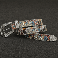 Ceinture Jiahao Designer Street Trend avec lettres, ceinture en cuir sport tendance ornée de strass, super ceintures pour hommes
