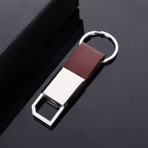 Wholesale Pu <b>Leather</b> <b>Keychain</b> Promotion Keyring Plain Metal Ring With Logo - Product Image 4