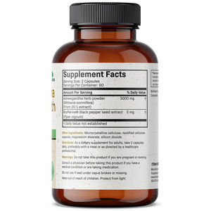 Toptan saf organik ashashandha kök ekstra kapsüller ile BioPerine doğal stres ruh destek bitkisel takviyesi - Product Image 3