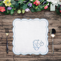 Napperons et serviettes de table carrés en lin brodé, bord festonné, pour décoration de table printemps-été, Pâques, mariage - Vente chaude