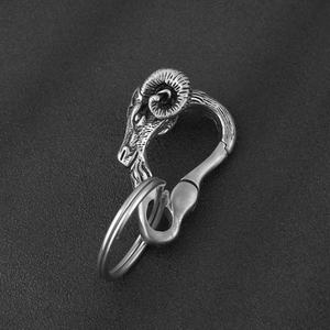 Porte-clés en gros d'usine, porte-clés en acier inoxydable, accessoires de bijouterie en métal, gravure de logo de marque, motif chèvre - Product Image 2