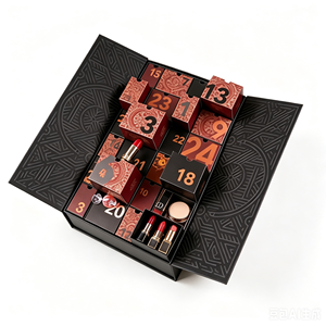 Custom Black 24 Days Advent Calendar <b>Box</b> with Drawers Rigid Cardboard <b>Christmas</b> Blind <b>Box</b> Mystery Packaging Gift Wholesale - Product Image 1