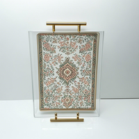 Plateau de service en acrylique imprimé, professionnel, moderne, de haute qualité, lavable, disponible en plusieurs tailles : 12*16, 14*14, 10*10, 10*12 pouces