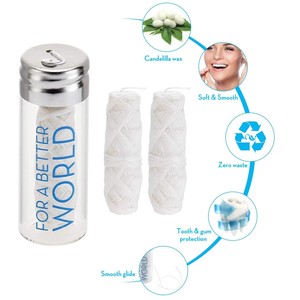 Fil dentaire en soie naturelle biodégradable écologique, emballage en tube de bambou, saveurs variées menthe pêche, pour usage domestique - Product Image 4