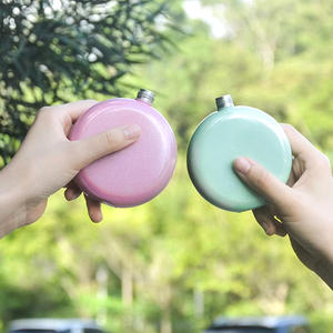 Frasco redondo brillante colorido para mujer, regalo personalizado de 5oz y 8oz, Petaca redonda con purpurina de acero inoxidable con tapas ostentosas - Product Image 3