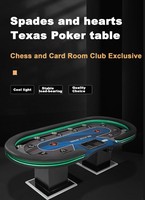 Table de poker LED noire et rouge, table de bureau personnalisée, table USB avec jetons, jeu de cartes, table de jeu