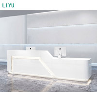 Bureau de réception en bois MFC au design moderne Liyu, logo personnalisé, table de réception blanche pour hôpital
