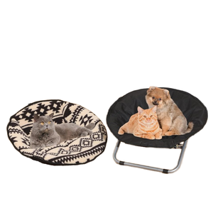 Silla de perro ajustable plegable de 2 piezas, funda de cojín de felpa reemplazable, silla elevada para mascotas, juego de cama - Product Image 1