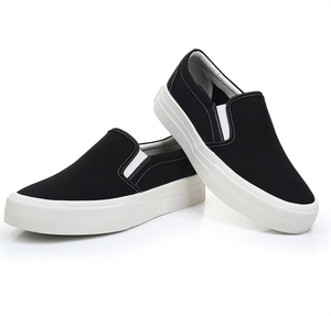 Zapatillas Deportivas de Lona Blancas y Negras Estilo Slip-On OEM para <span class=keywords><strong>Hombre</strong></span> y Mujer - Product Image 2