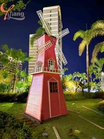 Sculpture de moulin à vent hollandais en résine réaliste, conçue sur mesure, objet d'art et de collection, point photo touristique pour les visiteurs, inspiré de la mer de fleurs.