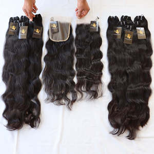 Sien-extensiones de cabello humano brasileño virgen, mechones de cabello humano liso de onda profunda, suelto, peruano, con cierre Frontal de encaje fino - Product Image 5