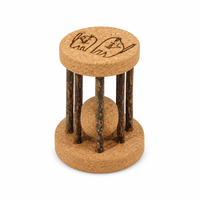 Juguete para Gatos de Corcho con Forma de Reloj de Arena, Juguete Interactivo de Madera Natural con Bola de Rompecabezas para Gatos de Interior