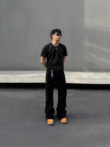 Jeans pour hommes de haute qualité, mode automne, marque Scimitar, noir, micro-pantalon droit, denim mi-lâche, jeans délavés de style urbain - Product Image 5