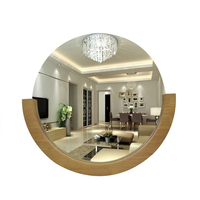 Miroir mural de salle de bain demi-cercle moderne de luxe sur mesure en bois, grand format, pour table ronde, miroir intégral