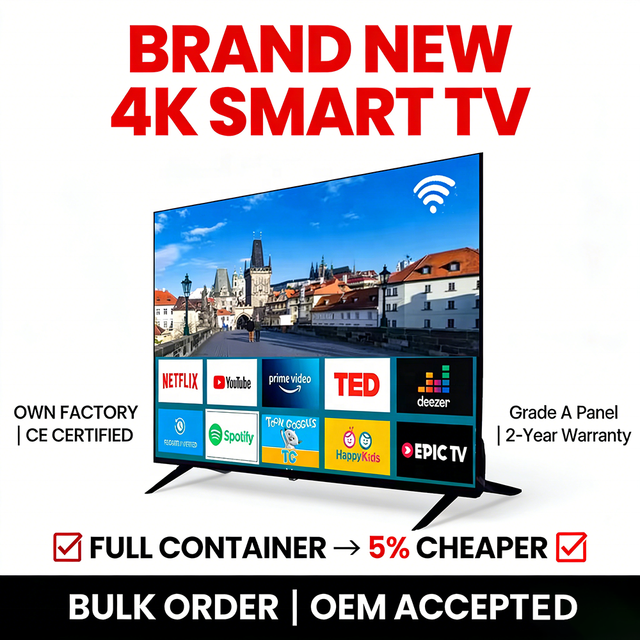 OEM ODM Custom Logo LED TV 32-98 Inch Smart Android 4K UHD Flat Screen Television Factory Wholesale