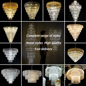 LEDA Décoration de plafond de rideau de style moderne en cristal métallique de luxe européen à plusieurs couches en forme de diamant Décoration de mariage Lumières - Product Image 5