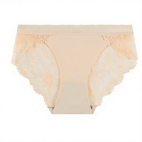 Braguitas sin costuras de seda helada al por mayor para mujer, bragas de encaje hueco estilo europeo, ropa interior invisible con entrepierna de algodón