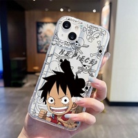 Coque de téléphone portable transparente en TPU souple avec impression claire de l'anime Monkey D. Luffy pour iPhone 11 12 13 15 16 17Air