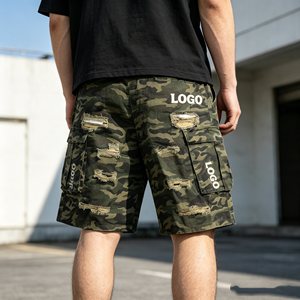 Pantalones cortos para hombre con logo personalizado, pantalones cargo de camuflaje, pantalones cortos Bermuda de lona rasgados de cintura media para hombre, pantalones cortos casuales transpirables para hombre - Product Image 2
