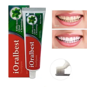 Vente en gros de dentifrice au fluorure bon marché dentifrice à la menthe blanchissant les dents blanc perle de marque privée personnalisé