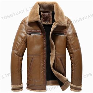 Inverno ecopelle uomo Casual addensare guerra <span class=keywords><strong>aviatore</strong></span> pelle di pecora calda pelliccia all'aperto Plus Size cappotto in pelle PU giacca da uomo - Product Image 5