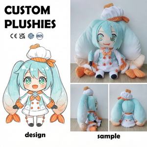 Fabricante <span class=keywords><strong>de</strong></span> Peluches Personalizados, Diseño <span class=keywords><strong>de</strong></span> Personaje Hatsune <span class=keywords><strong>Miku</strong></span> Chef, Color Turquesa, Peluches Certificados - Product Image 1