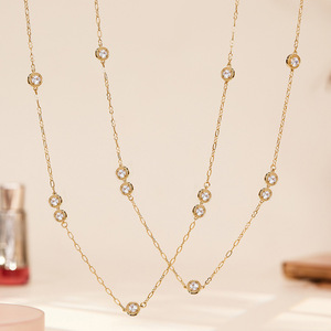 Elegante Collar de Circonia Cúbica Chapado en Oro de 18K, Cadena de Eslabones Clásica para Mujer, Joyería para Uso Diario, Accesorio para Fiestas - Product Image 1