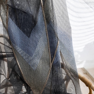 XinLan Gris Or Géométrique Broderie Tulle Rideaux Salon Chambre Hôtel Fenêtre Rideaux - Product Image 5